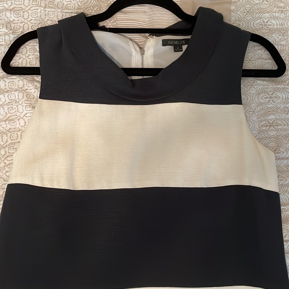 Rachel Zoe Black and Cream Colorblock Sleeveless Dress